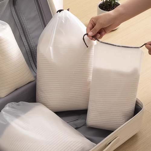 Waterproof Frosted PE Shoe Bags Drawstring Travel Storage Pouches for Shoes & Clothes 30pcs (Large, Medium, And Small)