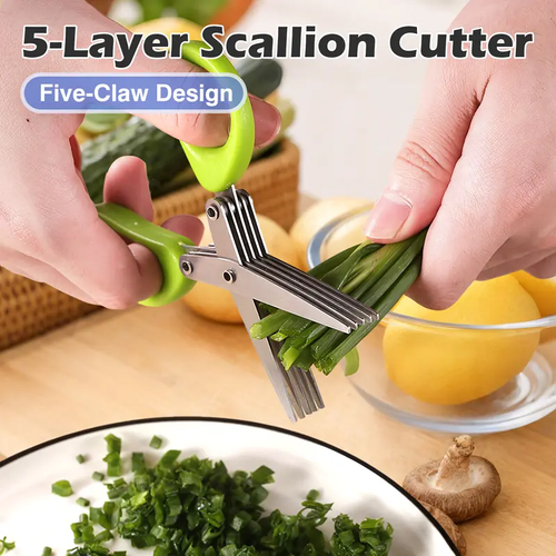 Camp Kitchen Stainless Steel Scissors Set - 2 Count 5-Layer Coriander & Herb Shears, Rust-Proof Multi-Edge Design, Easy-to-Clean Residue Removal Utensils