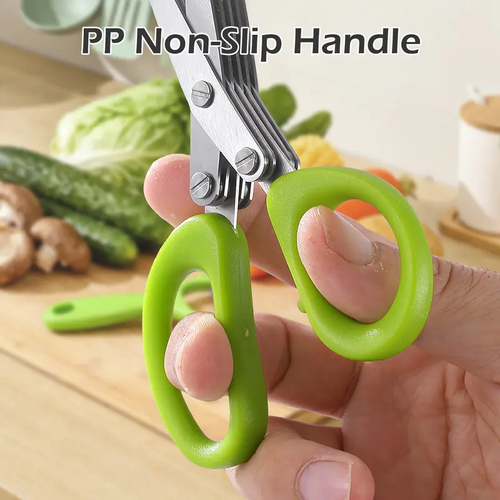Camp Kitchen Stainless Steel Scissors Set - 2 Count 5-Layer Coriander & Herb Shears, Rust-Proof Multi-Edge Design, Easy-to-Clean Residue Removal Utensils
