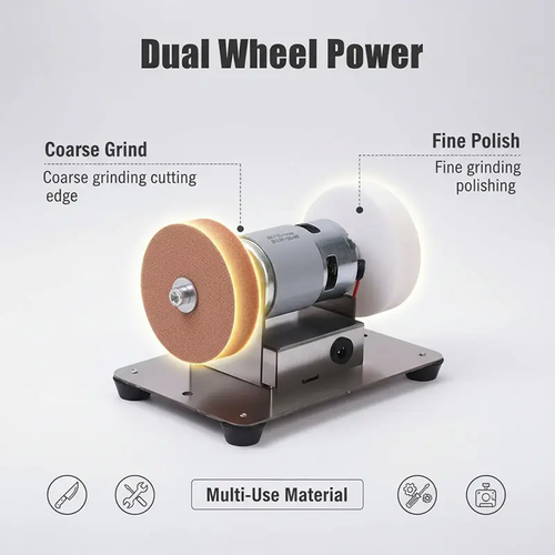 150W Mini Grinder 12-Speed 3000-6000RPM Electric Benchtop Sander with 2 Grinding Wheels for Metal Sharpening DIY(6.3*3.9*3.9in) Portable