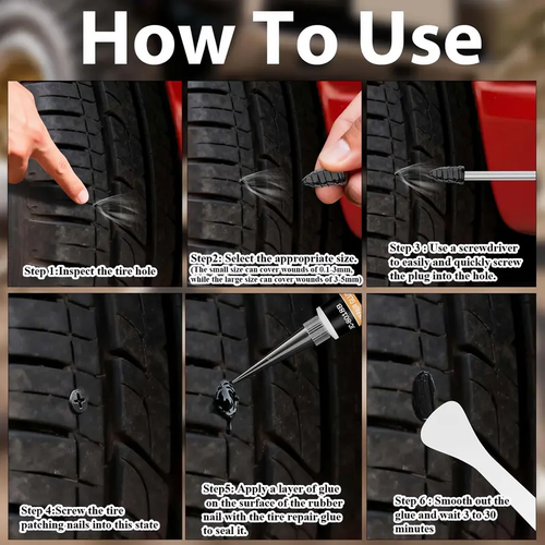 Spiral Rubber Screw Tire Repair Kit - Automotive Maintenance Tools, Car Tools, Multi-Size Vacuum Rubber Nails (60Pcs 30 Large, 30 Small), Ratchet Screwdriver, Tire Plugs for Cars, Trucks, Cycling Outdoor Puncture Sealing Fast Self-Repair Adhesive Kit