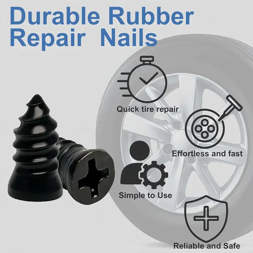 Spiral Rubber Screw Tire Repair Kit - Automotive Maintenance Tools, Car Tools, Multi-Size Vacuum Rubber Nails (60Pcs 30 Large, 30 Small), Ratchet Screwdriver, Tire Plugs for Cars, Trucks, Cycling Outdoor Puncture Sealing Fast Self-Repair Adhesive Kit
