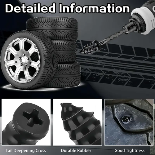 Spiral Rubber Screw Tire Repair Kit - Automotive Maintenance Tools, Car Tools, Multi-Size Vacuum Rubber Nails (60Pcs 30 Large, 30 Small), Ratchet Screwdriver, Tire Plugs for Cars, Trucks, Cycling Outdoor Puncture Sealing Fast Self-Repair Adhesive Kit