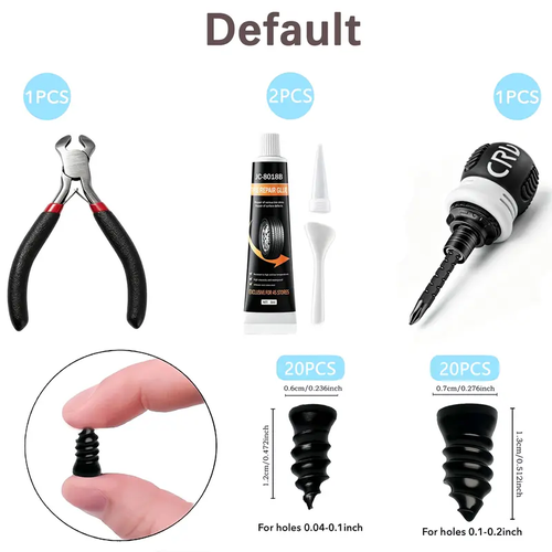 Spiral Rubber Screw Tire Repair Kit - Automotive Maintenance Tools, Car Tools, Multi-Size Vacuum Rubber Nails (60Pcs 30 Large, 30 Small), Ratchet Screwdriver, Tire Plugs for Cars, Trucks, Cycling Outdoor Puncture Sealing Fast Self-Repair Adhesive Kit