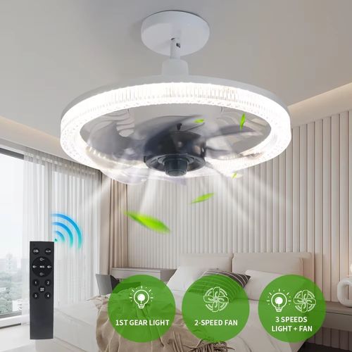 Grand vent dimmable avec télécommande 27 ventilateur de plafond lampe led pour chambre ou salon lampe de ventilateur led moderne