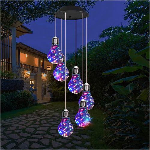 (🔥2025 BEST GIFT TO FAMILY🔥)Colorful LED Solar-Powered Light Bulb Wind Chimes