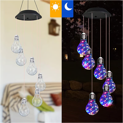 (🔥2025 BEST GIFT TO FAMILY🔥)Colorful LED Solar-Powered Light Bulb Wind Chimes