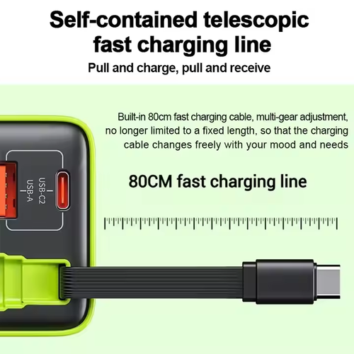 3 in 1 GaN Charger,Scalable 65W MAX fast charger module with Type-C cable and 2 USB ports