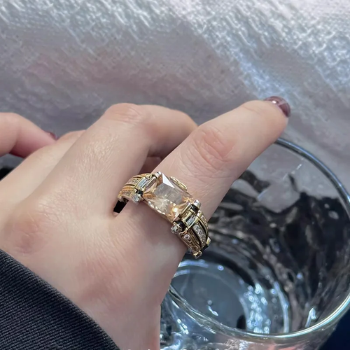 Heavy Duty Vintage Zirconia Wide Band Ring