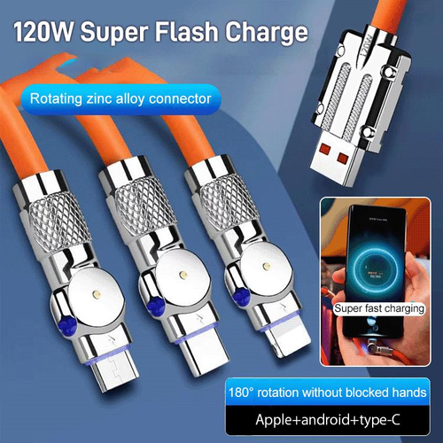 🔥3 IN 1 Rotating Elbow Fast Charging Data Cable⚡