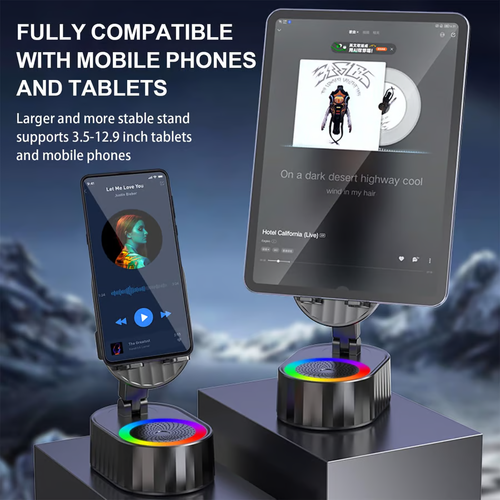 💥Father's Day's Special Price🎁2025 Upgraded Cell Phone Stand with Induction Speaker Power Bank Atmosphere Light