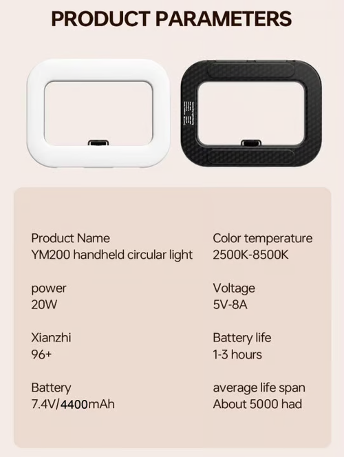 Rechargeable Selfie Portable Ring Light – Adjustable Bicolor Fill Light