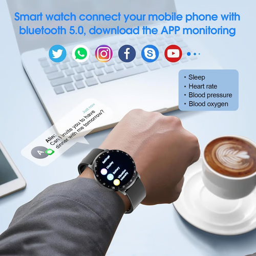 1.39  IPS Large Touch-Screen IP67 Waterproof Rugged Fitness Tracker Smartwatch