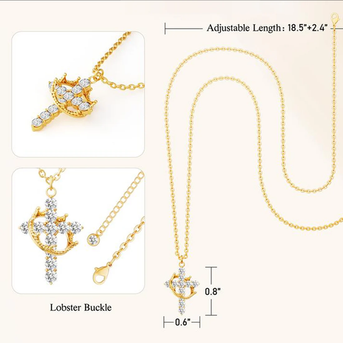 Crown with Cross Pendant Necklace
