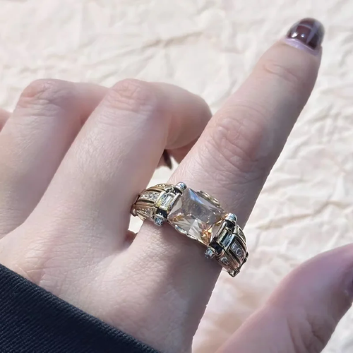 Heavy Duty Vintage Zirconia Wide Band Ring