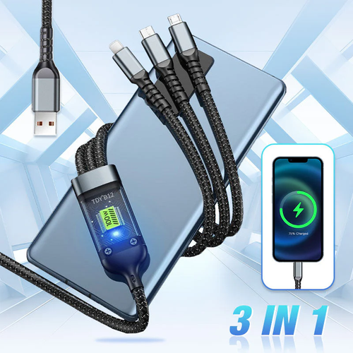 Transparent Light-Emitting 3-in-1 Super Fast Charging Cable