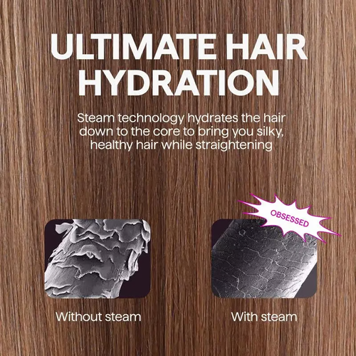 2025 Pro Steam Straightener Brush-Ultimate Hair Hydration and 3X Faster Straightening