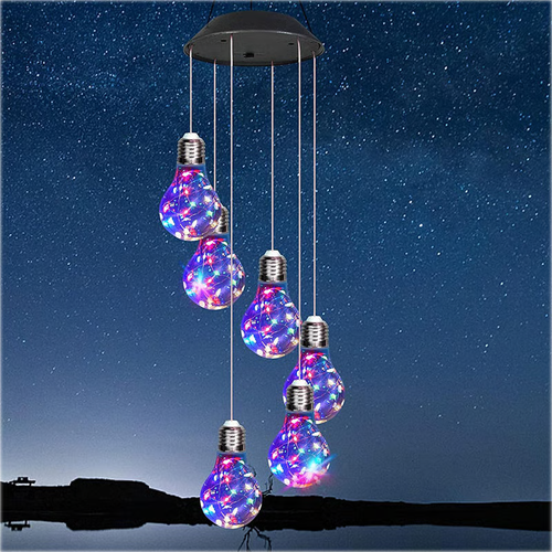 (🔥2025 BEST GIFT TO FAMILY🔥)Colorful LED Solar-Powered Light Bulb Wind Chimes
