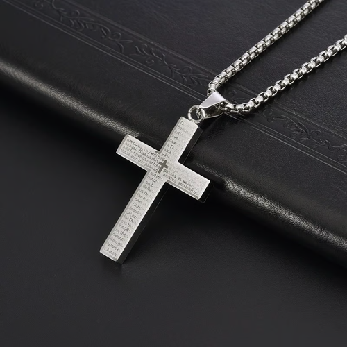 💖Last Day ✝️ Lord's Prayer Graffiti Cross Necklace