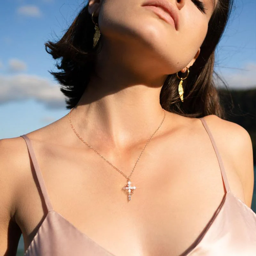 Crown with Cross Pendant Necklace