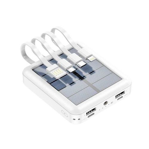 Solar-Powered Portable Charger 20000mAh Compact and Portable with Built-in Cable High-Capacity Power Bank