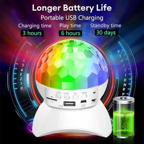 Rechargeable Multifunctional Disco Ball Wireless Music Rotating Stage Light DJ Speaker