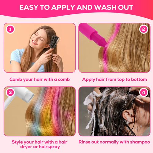Water-Soluble Washable Hair Color Stick, DIY Hair Makeup Crayons