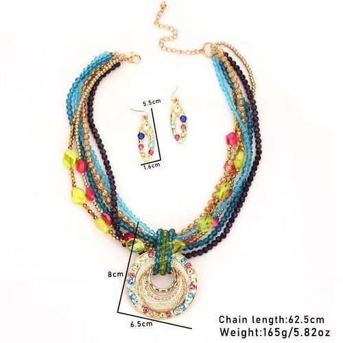 Hot Selling Statement Multi-Layer Color Beaded Choker Necklace