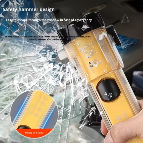 Car Safety Hammer Flashlight, Outdoor Strong Light Warning Light, Multi-functional Work Light