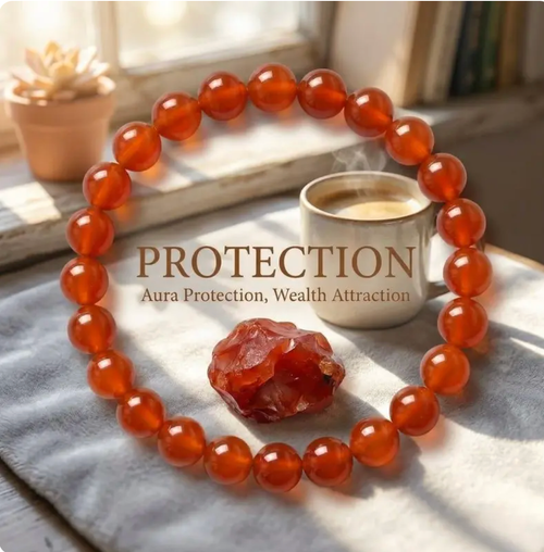 Natural Red Agate Crystal Bracelet Energy Healing Beaded Jewelry,Handmade Red Agate Stretch Bracelet Natural Healing Crystal