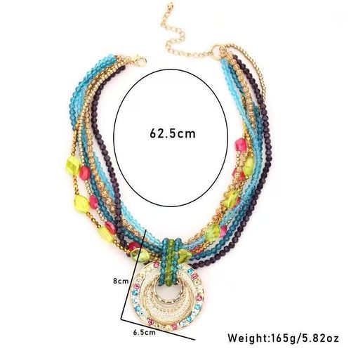 Hot Selling Statement Multi-Layer Color Beaded Choker Necklace