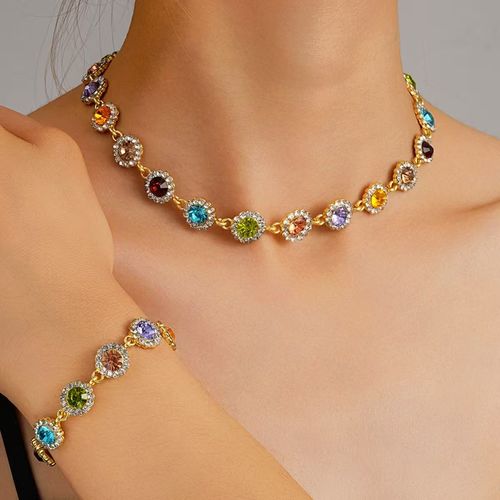 18K Gold Plated Bracelet & Necklace Set