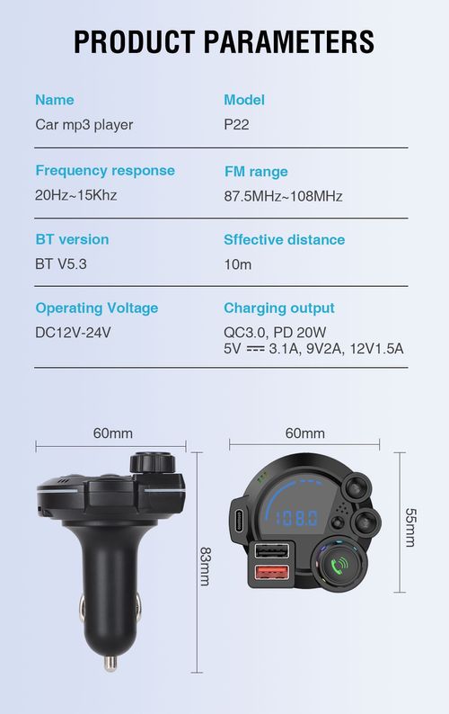 P22 Car Bluetooth FM Transmitter MP3 with Hands-Free Calling