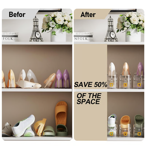 Adjustable Double-Layer Clear Shoe Slots Organizer
