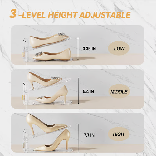 Adjustable Double-Layer Clear Shoe Slots Organizer
