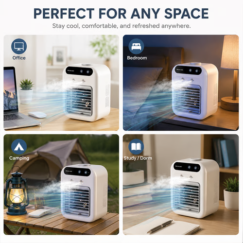 ❄️ Portable Mini Air Conditioner Fan – Personal Cooling & Humidifying System