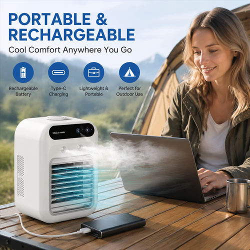 ❄️ Portable Mini Air Conditioner Fan – Personal Cooling & Humidifying System