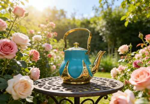 Théière bleue de style marocain إبريق شاي أزرق على الطراز المغربي