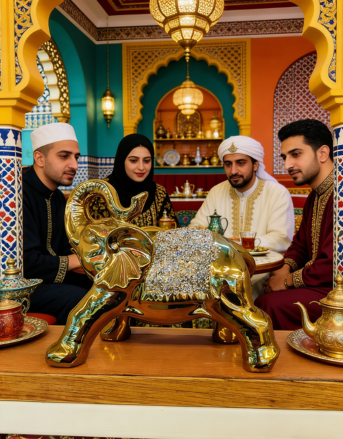 Un éléphant doré serti de diamants فيل ذهبي مرصع بالألماس