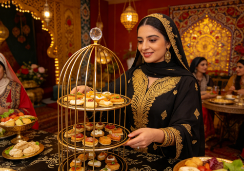 Plateau de présentation cage à oiseaux doré marocain صينية تقديم على شكل قفص طيور ذهبي مغربي