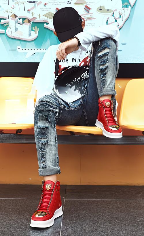 Baskets Hautes Homme Rouge