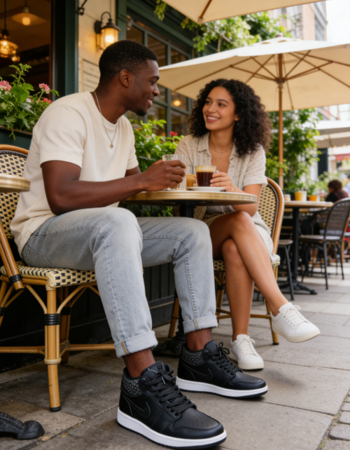 Air Jordan 1 Mid Black Elephant حذاء إير جوردان 1 ميد بلاك إيليفانت