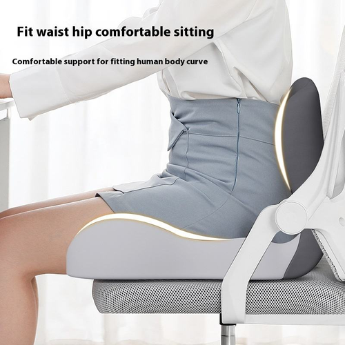 Ergonomically Designed L-shaped Integrated Office Chair Cushion, Memory Foam Car Lumbar Pillow with Lumbar Support