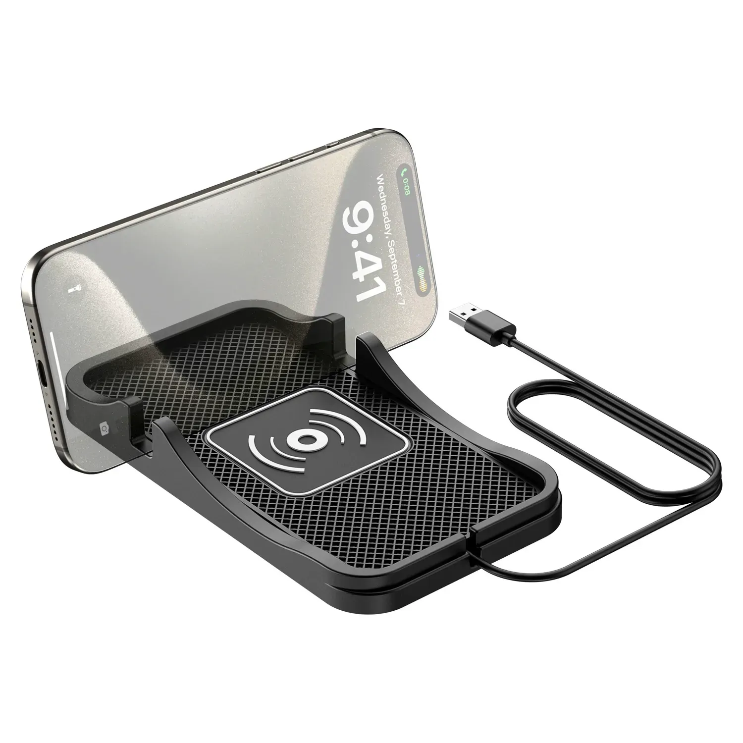 D7 Car Navigation Anti-Slip Wireless Charger, Dual-Use for Home and Car Navigation, Anti-Slip Mat Modified with Added Wireless Charging