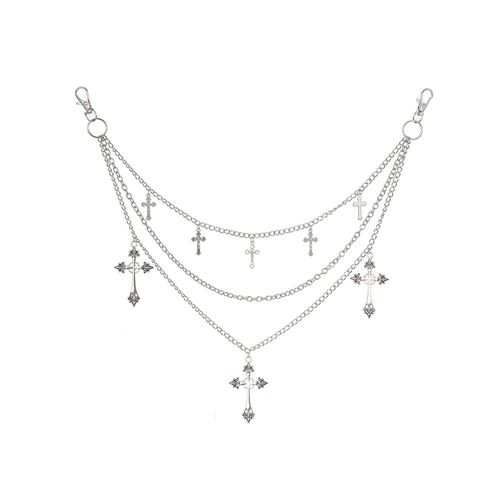 Dark Cross Waist Chain, Gothic Punk Trouser Chain, Niche Design, Multi-layered Accessory