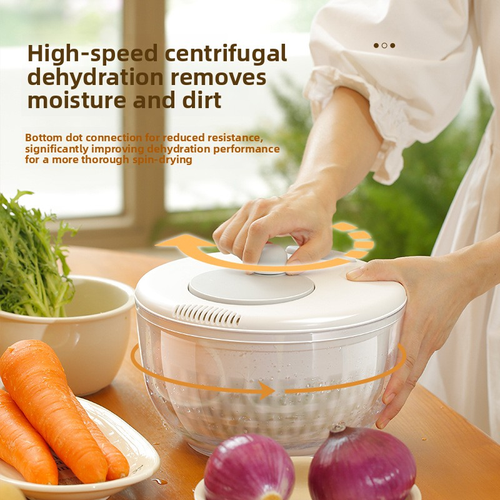 Cross-Border Exclusive Ten-in-One Drainage Basket Fruit Vegetable Dehydrator Manual Spin Dryer Microwave-Safe Vegetable