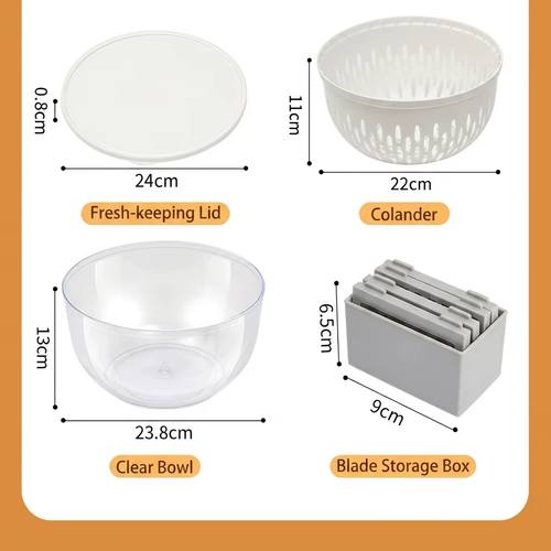 Cross-Border Exclusive Ten-in-One Drainage Basket Fruit Vegetable Dehydrator Manual Spin Dryer Microwave-Safe Vegetable