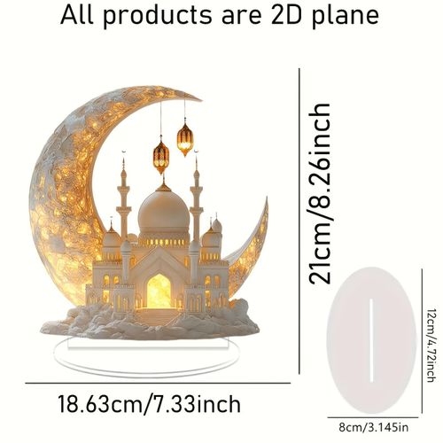 Holiday Table Decor Sign, Home Decor Sign, 2D Acrylic Layered Tray Decoration, Crescent Moon Castle Ornament, Home Table Decoration