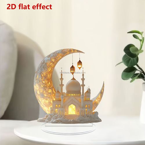 Holiday Table Decor Sign, Home Decor Sign, 2D Acrylic Layered Tray Decoration, Crescent Moon Castle Ornament, Home Table Decoration