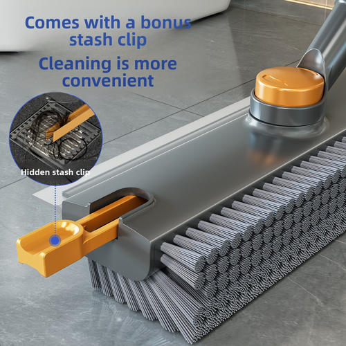 Plastic Push Broom Brush Crevice Cleaning Tool for Home Bathroom Floor Scrubbing Cleaning Brush With Squeegee Floor Scrub Brush
